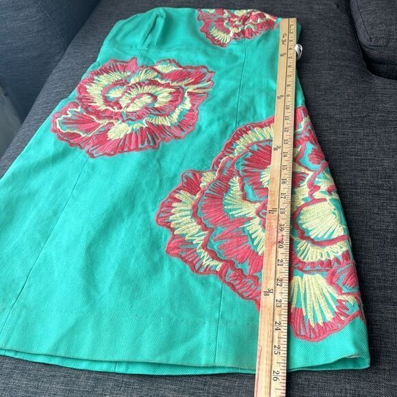 Lilly Pulitzer Bowen Lagoon Green Comb Get It Embroidered Strapless Dress Sz 2 - Picture 14 of 15